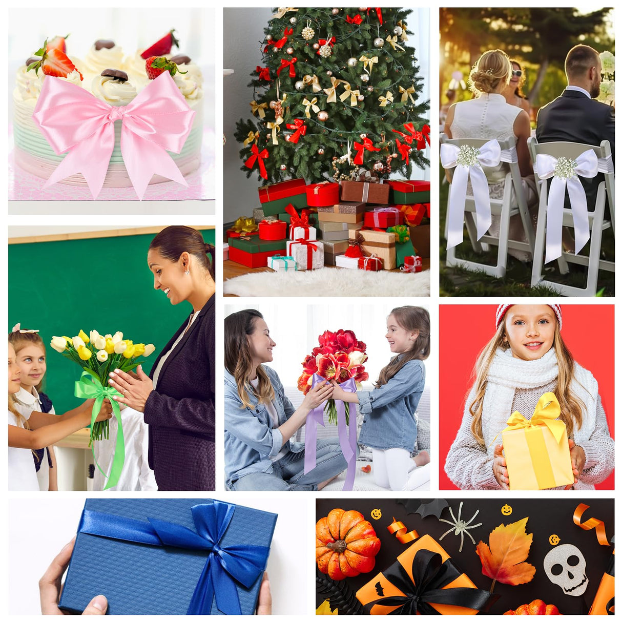 NESCCI 800 Yards Ribbon,1-1/2 Inch Satin Ribbon,Single Face Satin Ribbons, Perfect for Gift Wrapping,Wedding Decoration,Handmade Bows,Wrapping Bouquet and More