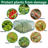 2 Pcs Pop Up Mesh Plant Cover, 35" x 35" x 27.5" Foldable Plant Protector Mesh Plant Enclosure, Garden Net Cage Guard Cover with 8 Ground Stakes for Protecting Plant Vegetable Fruit from Birds Insects