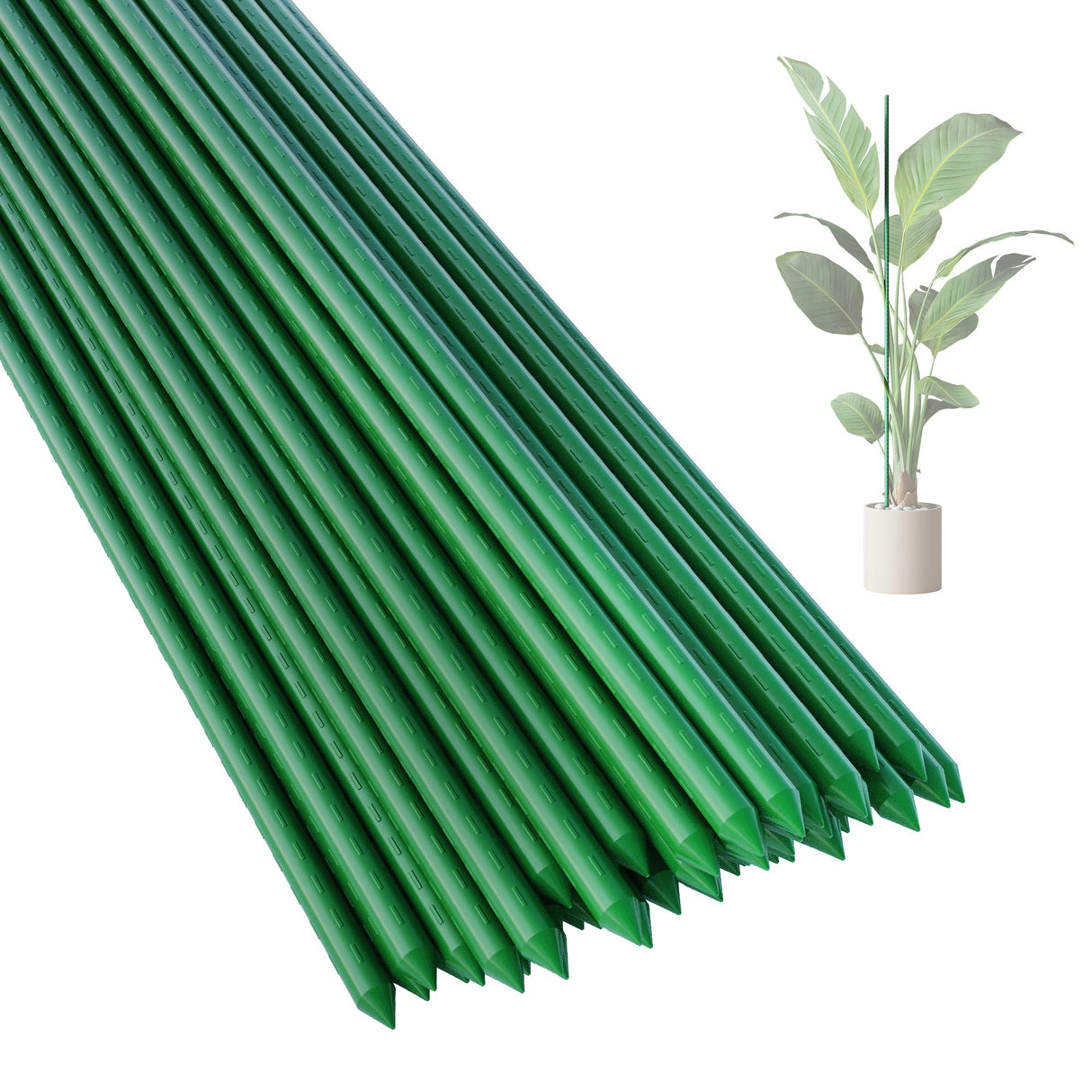PROWORX 48 Inch 4 Ft Plant Support Garden Stakes 25 PCS, Sturdy Steel Plastic Coated Sticks for Outdoor Growing Climbing, Tomato, Trees, Cucumber, Beans