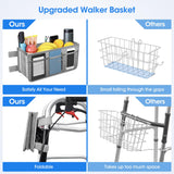 Dotday Upgraded Walker Basket with Cup Holder, Foldable Walker Bag with Large Capacity & Never Tipping Over, Not Fit for Rollator - Grey