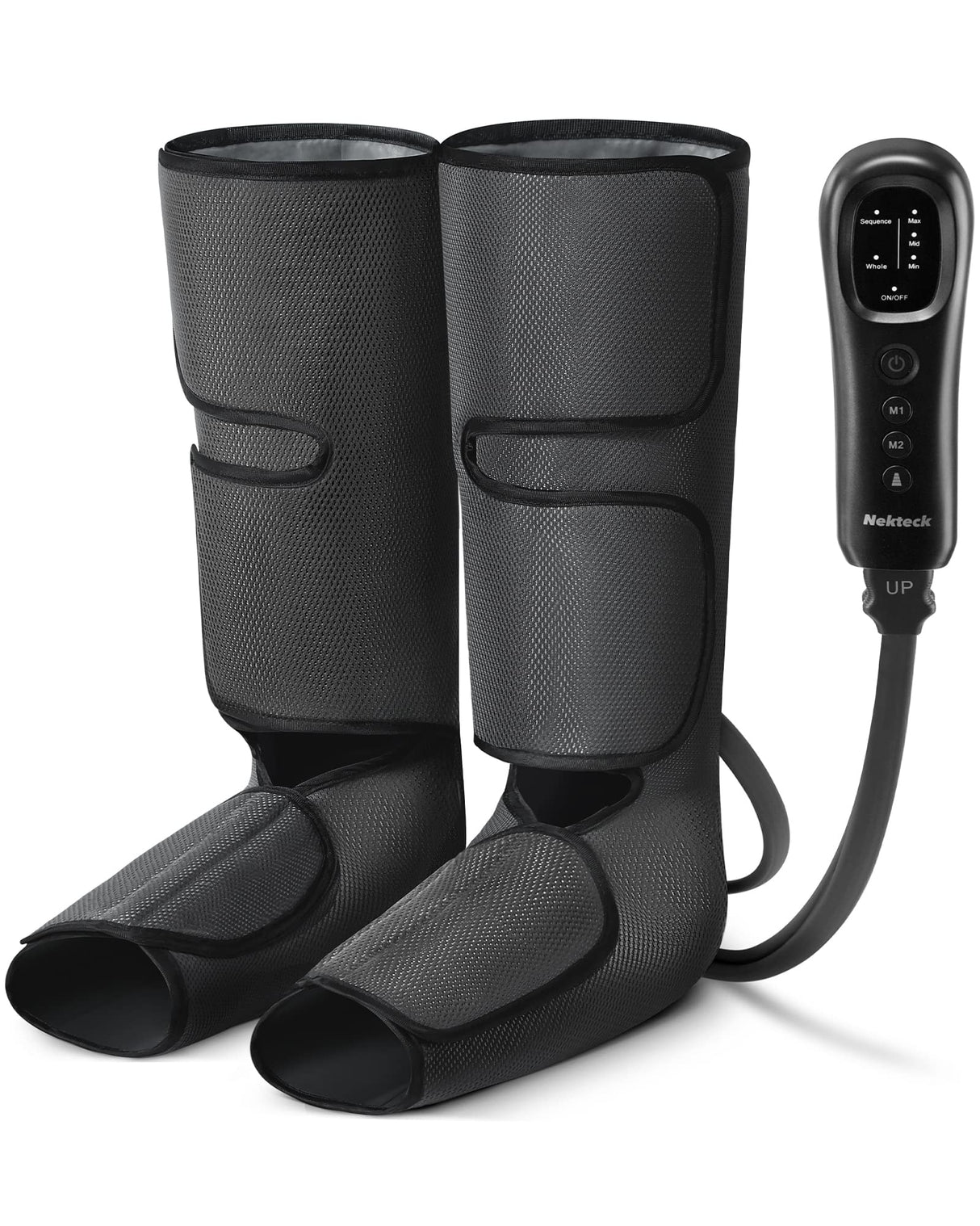 Nekteck Leg Massager with Air Compression for Circulation and Relaxation, Foot and Calf Massage Machine with Hand-held Controller, Adjustable Leg Wraps for Home and Office Use - FSA HSA Eligible