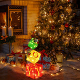 COVFEVER Christmas Joy Lighted Gift Boxes Decorations Set of 3, 2.6Ft Stackable Christmas Nesting Boxes Battery Operated for Home and Party Decoration