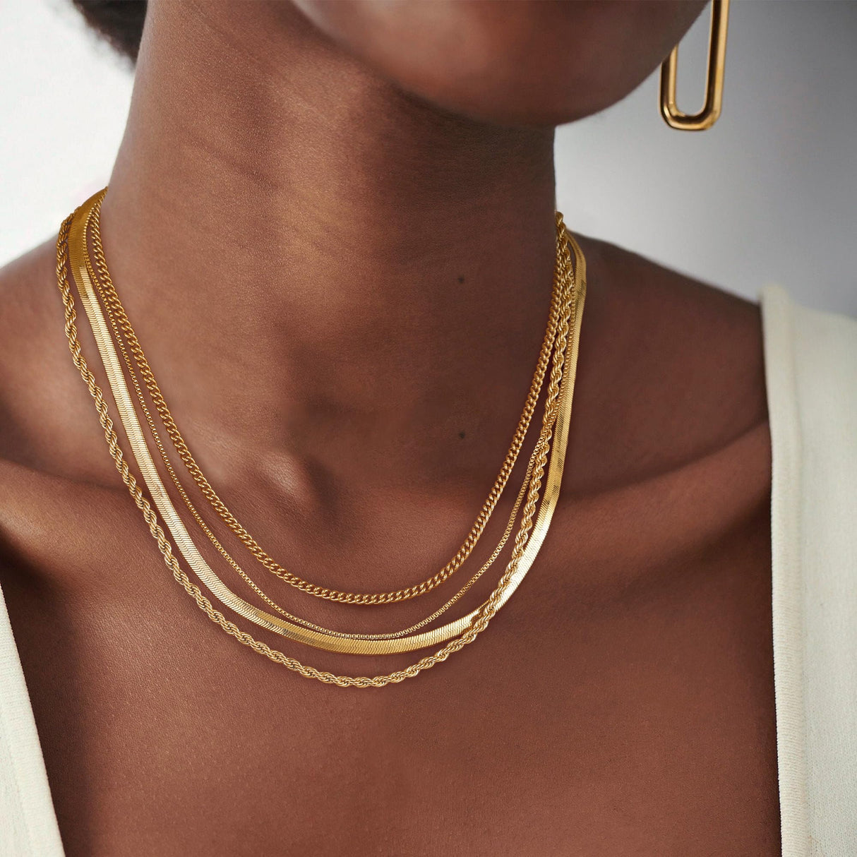 Tewiky Layered Necklaces for Women 14k Gold Plated Chain Necklace Set