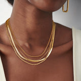 Tewiky Layered Necklaces for Women 14k Gold Plated Chain Necklace Set