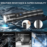 Tughlax 3Pack Rechargeable Flashlights High Lumens, Super Bright Flashlight with LCD Digital Display, 5 Modes Adjustable LED Flashlight Tactical Flashlights High Powered, Flash Lights for Emergency