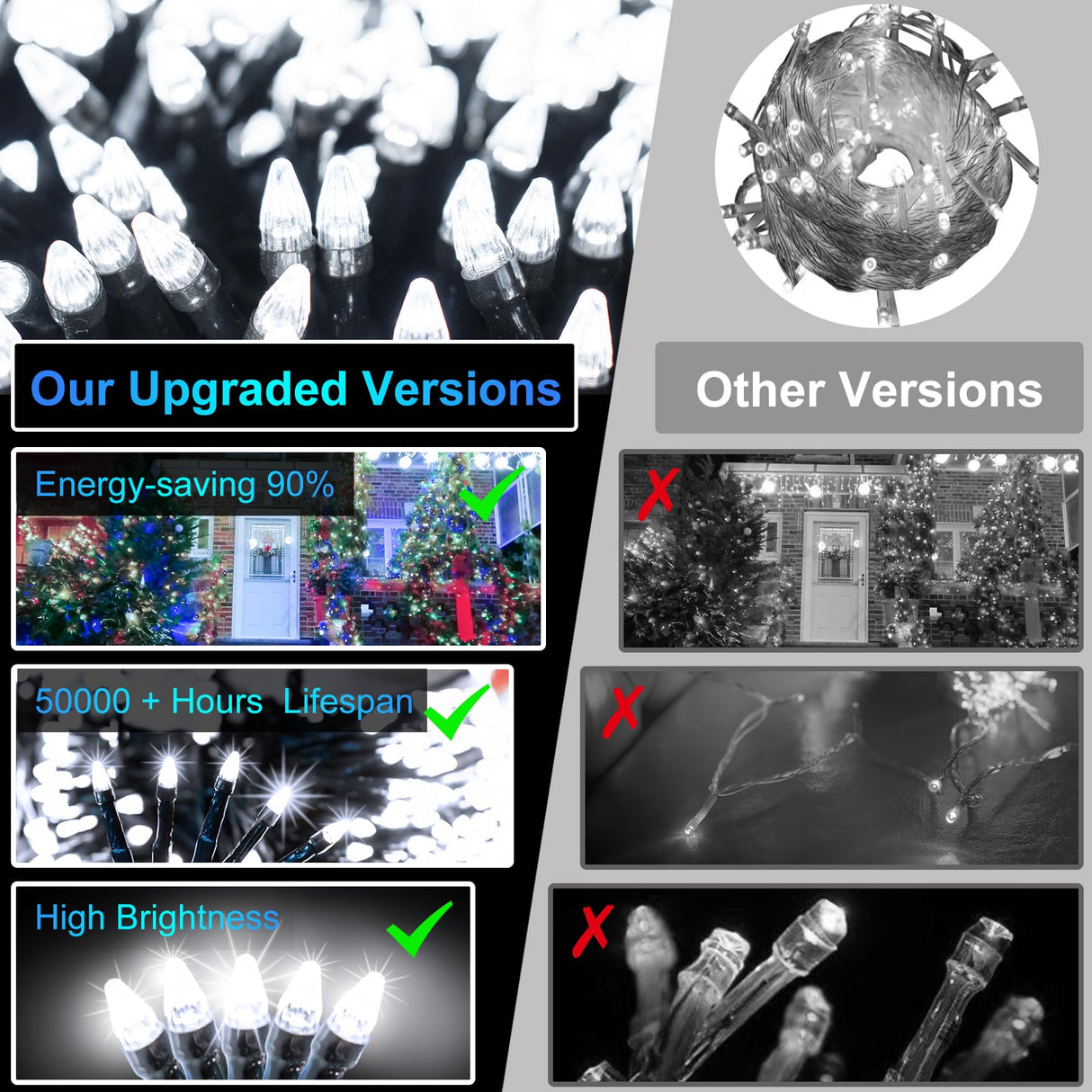 1500 LED 502ft Outdoor Christmas Lights Super Long String Lights 8 Modes Timer Memory, Outsite Waterproof Dark Green Wire Fairy Light Strings for Xmas Tree Wedding Holiday Party Decorations Cool White