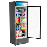 KoolMore Commercial One Glass Door Display Upright Beverage Refrigerator Cooler Merchandiser - 12 Cu. Ft [Black] (MDR-1GD-12C)