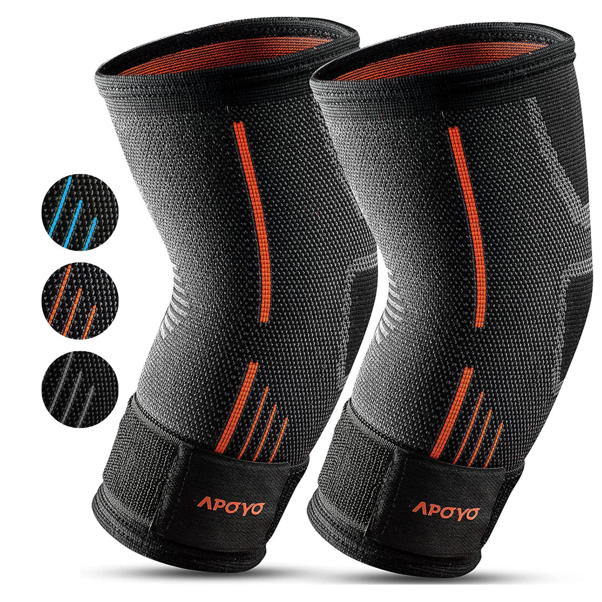 APOYO Elbow Brace for Tendonitis and Tennis Elbow, (Pair) Compression Sleeve for Arthritis, Workouts, Reduce Joint Pain During Fitness Activity (Small)