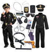 Spooktacular Creations 14PCS Halloween Police Costume for Kids, Black Police Officer Costume for Boys, Toddler Cosplay RolePlay Themed Party (Small, 5-7 yrs)