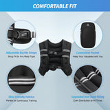 ZELUS Weighted Vest, 6lb/8lb/12lb/16lb/20lb/25lb/30lb Weight Vest with Reflective Stripe for Workout, Strength Training, Running, Fitness, Muscle Building, Weight Loss, Weightlifting, Black(30 lb)