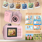 Kids Camera Instant Print, Christmas Birthday Gifts Toys for Girls Boys Age 4 5 6 7 8 9 10 11 12 Years Old,1080P HD Dual Lens Selfie Digital Camera with 5 Rolls Print Paper Stickers Pens 32G Card