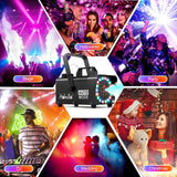 Hakuta Fog Machine, Smoke Machine with Racing, Jumping, Fading, Flashing LED Modes 18 Colorful LED Lights 2300 CFM Spray Automatic Smoke Machine, Great for Halloween, Christmas, Wedding and Parties