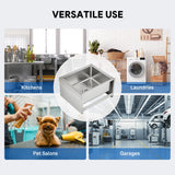 WILPREP Commercial Mop Sink, 19x16x8 Inch 304 Stainless Steel Utility Sink with Strainer & X-Shaped Floor Guides for Kitchen Laundry Garage Pet Salon