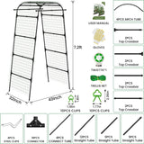 Heavy Duty Garden Arch Trellis for Climbing Plants, 20mm Thick Rustproof Metal Frame, Easy Assembly No Tools, 7.2ft Tall Vine Support with Netting & Gloves for Cucumbers Beans Roses