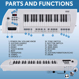 Pyle, Portable Digital Electronic Keyboard Piano 37 Keys with Microphone & Carry Strap, Built-in Sustain Controller, Rechargeable Battery-Karaoke Keyboard Compact Musical Keytar White