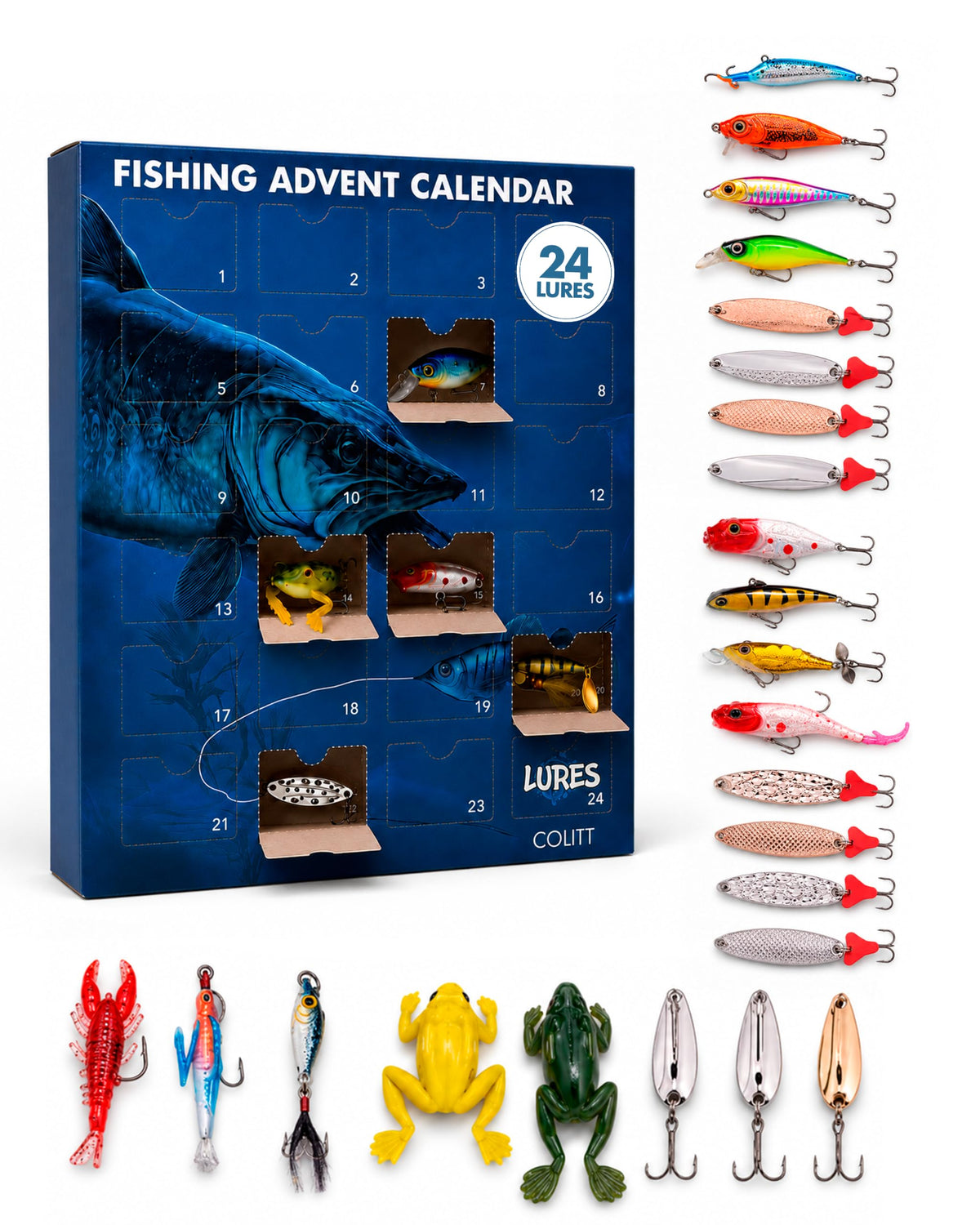 Colitt Fishing Advent Calendar 2026, 24 Real Fishing Lures & Tackle Gift