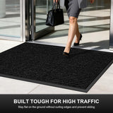 Commercial Floor Mat Non-Slip Waterproof, 60"x36" Front Door Mat for High Traffic Areas, Easy Clean Low Profile Durable Rug, for Entryway, Indoor/Outdoor, Office, Industrial, Garage, Black