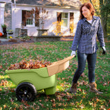 Simplay3 Easy Haul Durable Wheelbarrow with Garden Tool Storage Tray - Large Easy Turn Wheels - Green - Made in USA