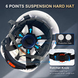 SAFEBUILDER ABS Work-at-Height and Rescue Hard Hat Construction Safety Helmet Slotted Ventilated w/Adjustable Ratchet 6-Point Suspension ANSI Z89.1-14 (01-White Safety Helmet)