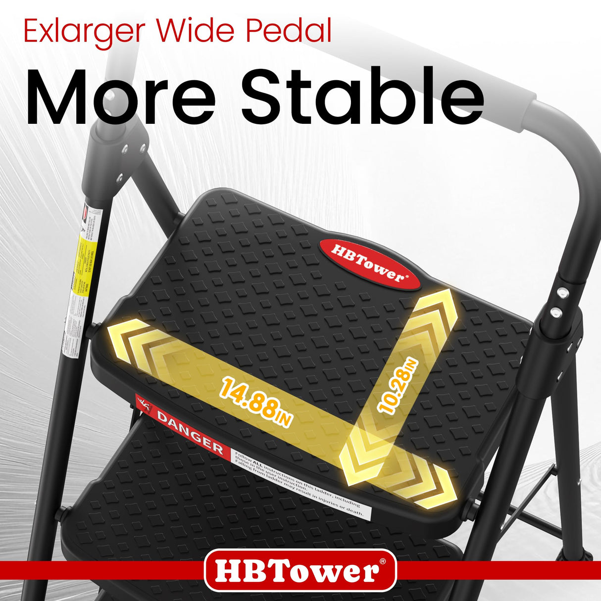 HBTower 4 Step Ladder, Step Stool Foldable with Wide Anti-Slip Pedal, Sturdy Steel Ladders for Home Adults Kitchen