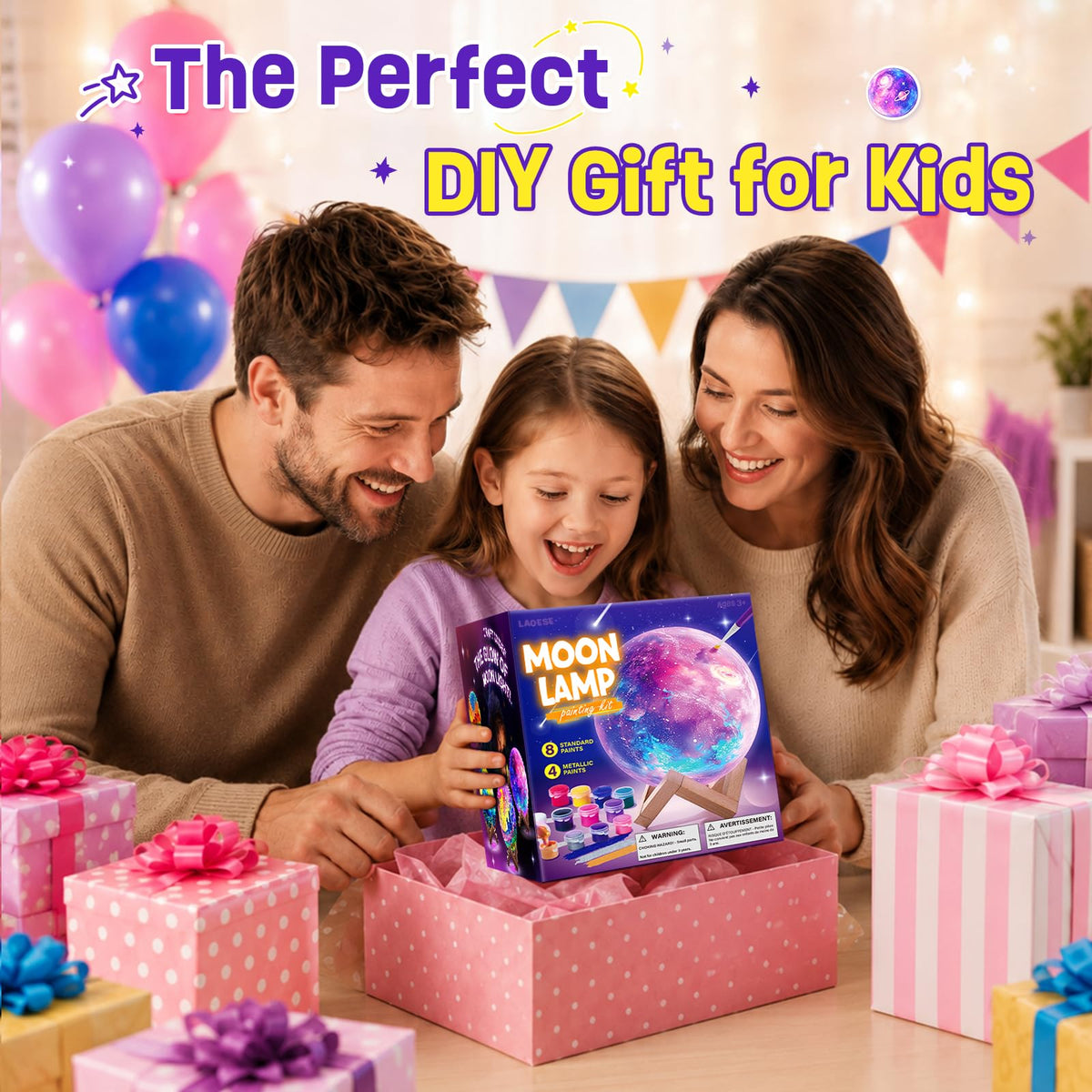Paint Your Own Moon Lamp Kit, 3D Moon Night Light, Crafts for Kids Age 4-12