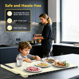 Food Warming Mat with 3-Zone Heating Mode, Redagod Electric Warming Tray with 9 Temperature & 8 Timer Settings, Hook and Roll Up Storage, Portable Countertop Food Heating Mat for Home Daily Use, Beige