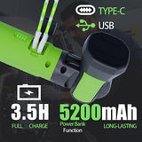JINLITE Magnetic Work Light - 3000LM Rechargeable LED Work Light Bar, 5200mAh Under Hood Mechanic Light for Garage, Workshop, Vehicle Inspection (1 Pack Green)