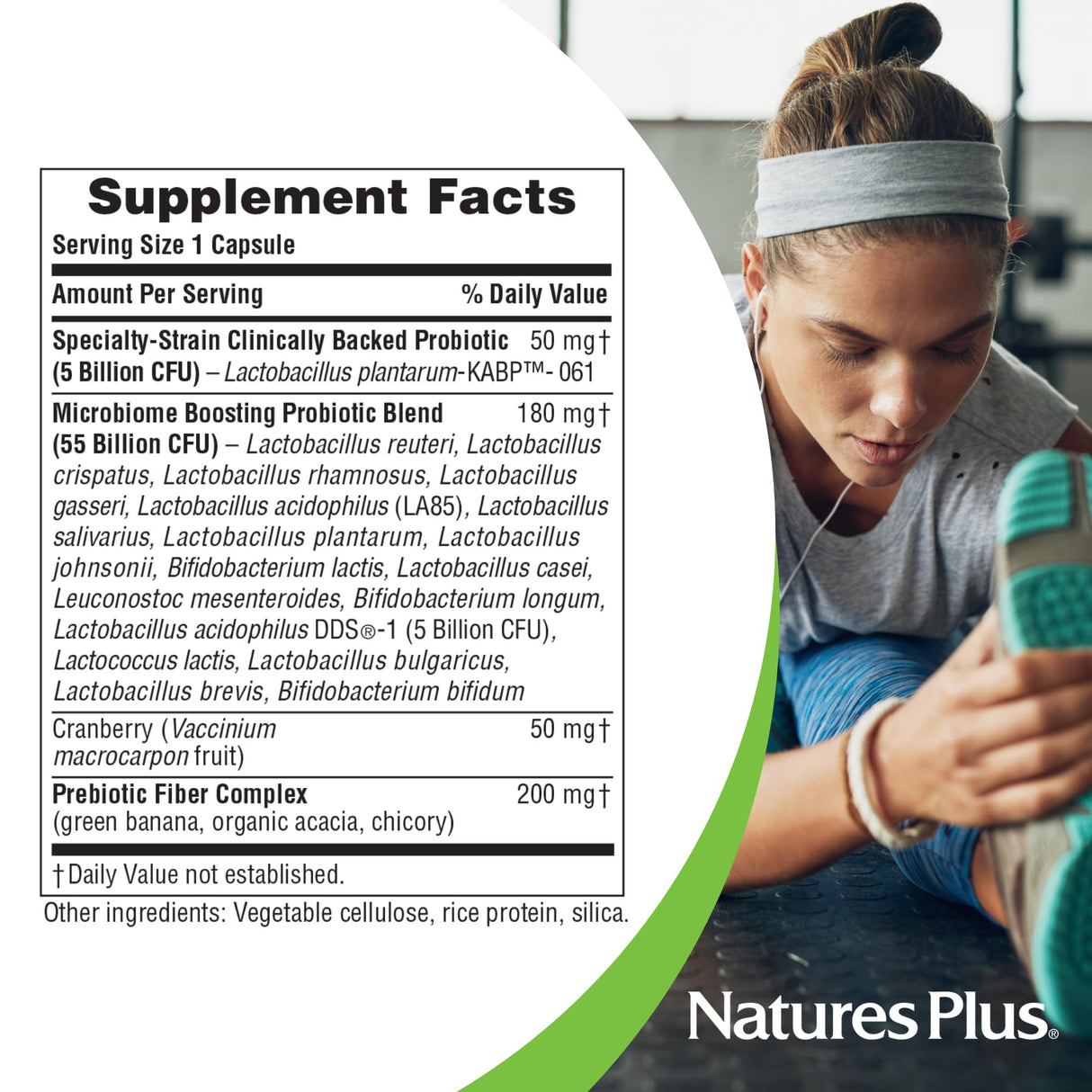 NaturesPlus GI Natural Probiotic Women - 30 Capsules - Digestive & Immune Support, Urinary Tract Health - Includes Cranberry - Gluten Free - 30 Servings