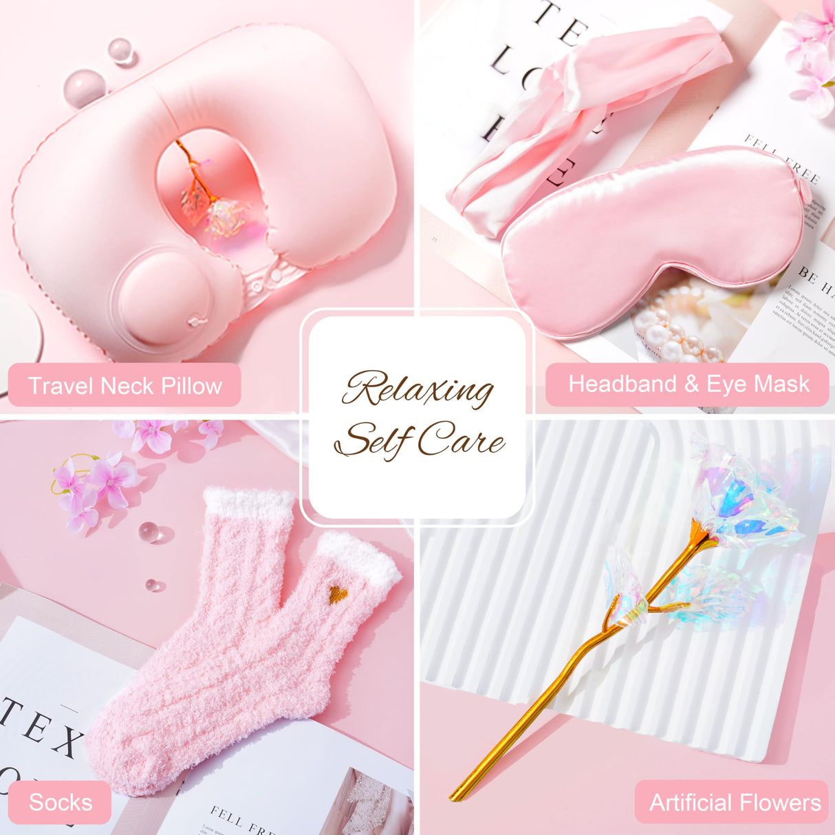 Birthday Gifts for Women Self Care Gifts Get Well Soon Gifts for Women,Relaxing Spa Gifts Basket w/Flannel Blanket Traveling Pillow Care Package christmas Birthday Gifts Idea for Mom Her Wife Friends