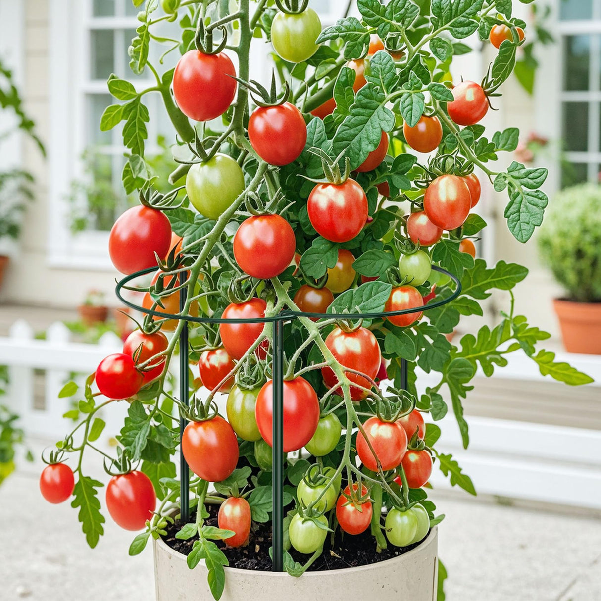 Unves 6 Pack Peony Cage, 32" x 13" Half Round Metal Plant Support Stakes