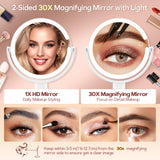 B Beauty Planet Makeup Mirror, Double-Sided Lighted Magnifying Mirror 30X