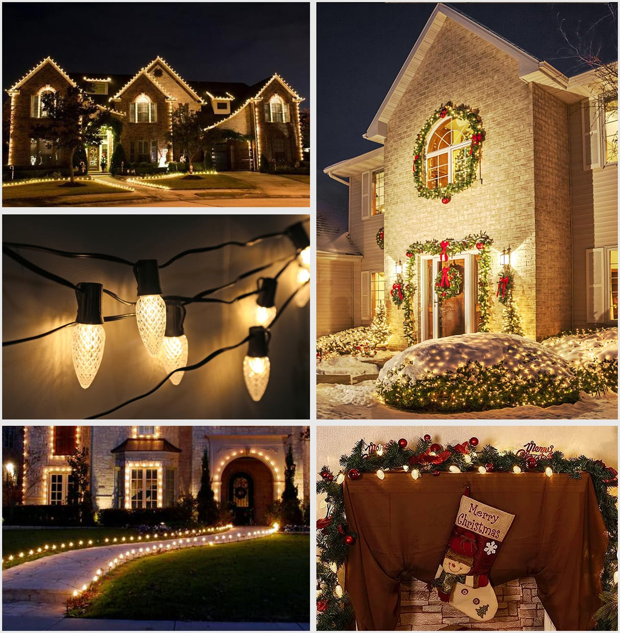 BORT 100 Pack C9 LED Replacement Light Bulb, C9 LED Bulbs for Christmas Outdoor String Lights, E17 Intermediate Base, Commercial Grade Holiday Bulbs Warm White 2700K