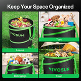 VIVOSUN 47-Gallon Collapsible Garden Bag, Yard Waste Bin with Hard-Shell Bottom, Leaf Scoops and Gloves, Collapsible Yard Waste Containers for Lawn Care and Camping, 2-Pack