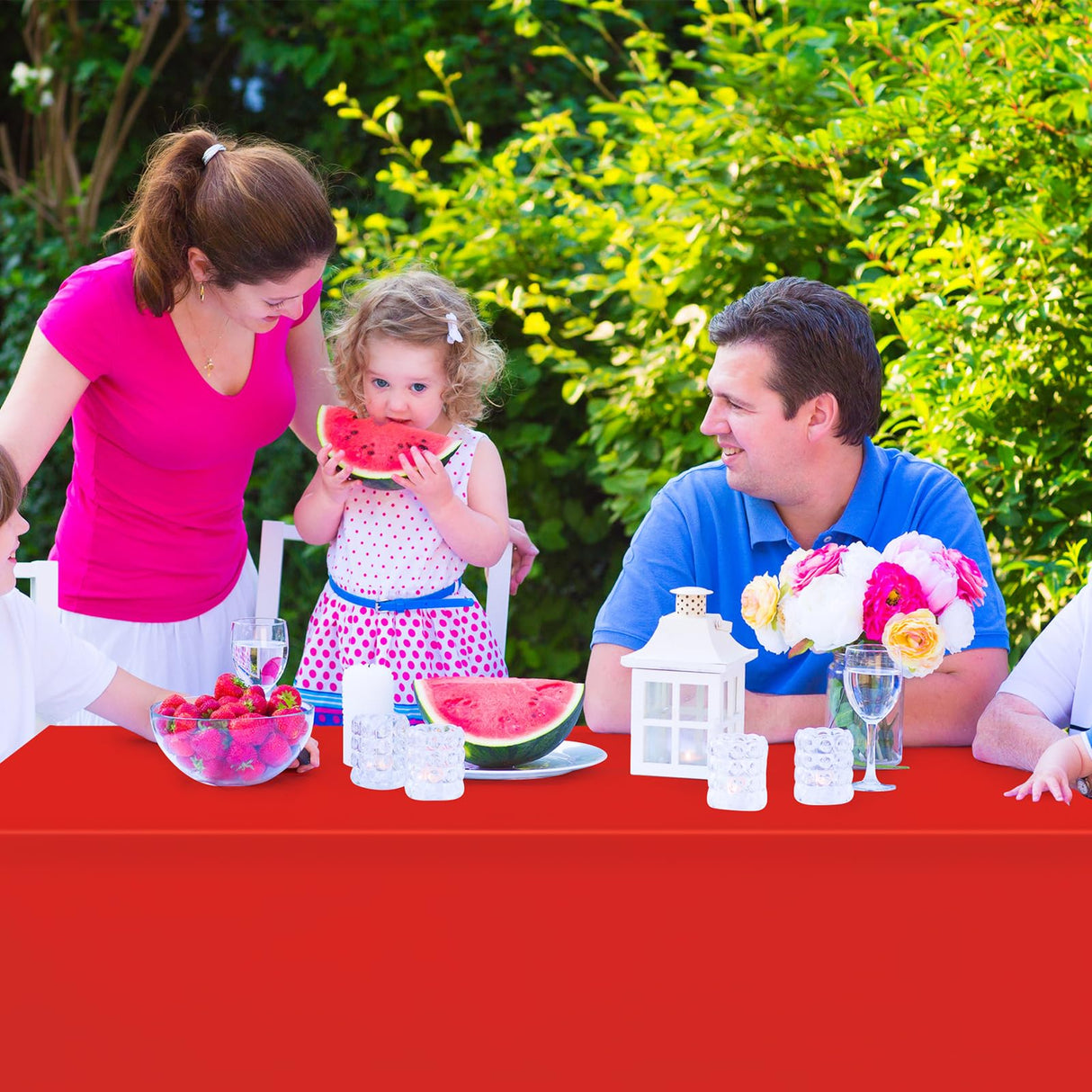 16 Pack Red Plastic Tablecloth for Rectangle Tables, Premium Decorative Red Disposable Table Cloths for Parties, Rectangle Party Table Cover for Birthday, Wedding, Christmas, Anniversary, 54 x 108Inch