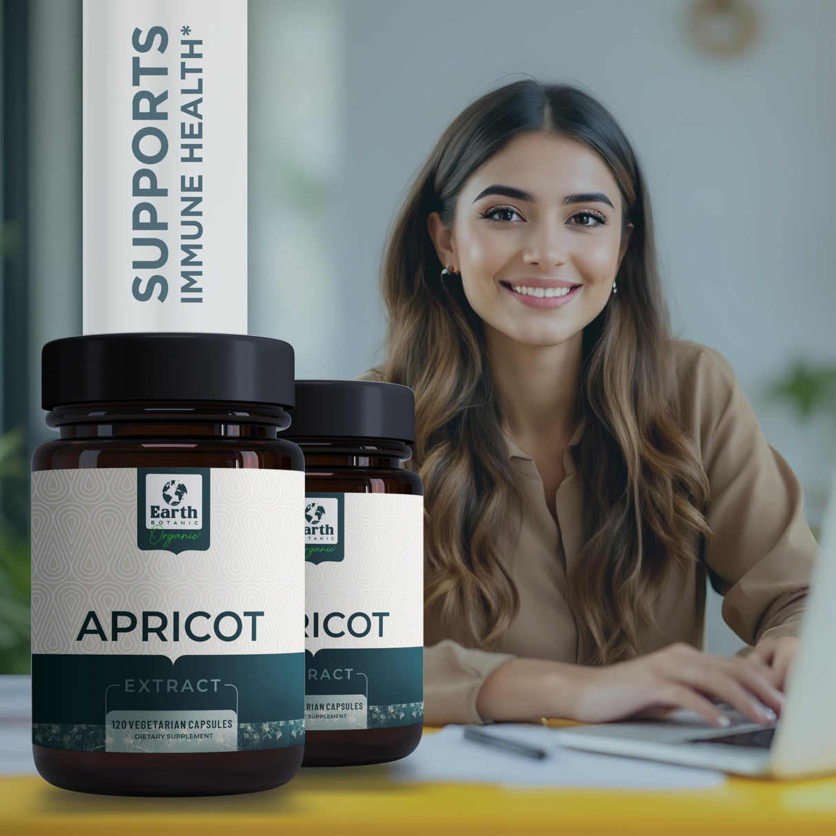 Earth BOTANIC Organic Apricot Extract, 1000 mg 120 Veggie Capsules (Vegan, Non-GMO) Herbal Supplements