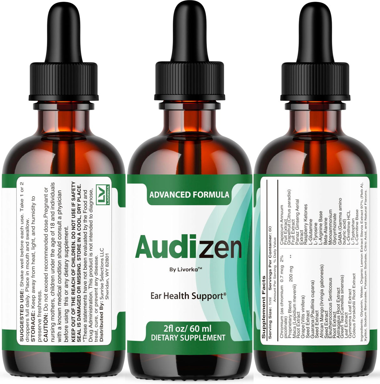 (3 Pack) Audizen Ear Drops - Original Audizen Drops Advanced Ear Health Support Supplement Liquid Premium All Natural for Healthy Ringing Ear, Audi Zen Ear Balance Support, 3 Bottles for 3 Months