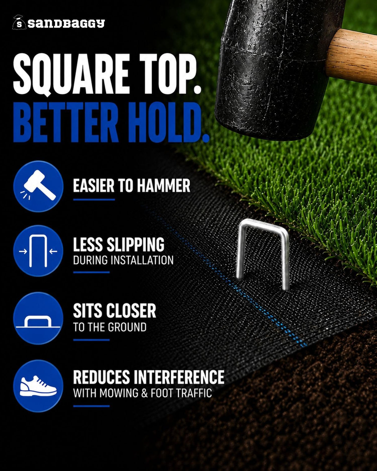 Sandbaggy 500-Count 6-Inch Galvanized Landscape Staples - SOD Garden Stakes ~ Trusted by Farmers & Contractors Across the USA