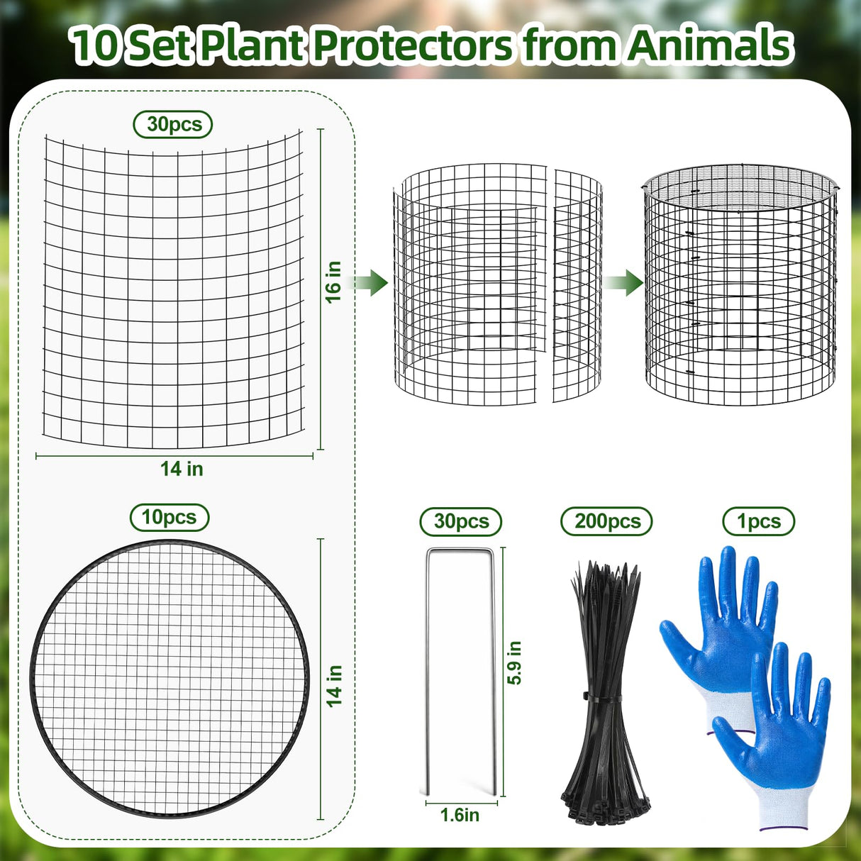 SPECILITE 10 Pack Plant Protector from Animals, 14"x16" Pre-Bent Wire Mesh