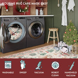 Lahome Christmas Runner Rug 2x8 Beige Rug Runners for Hallways Non Slip,Washable Kitchen Bathroom Runner Rug,Soft Christmas Tree Santa Claus Carpet Runner for Entryway Holiday Decor(2'x8',Beige)