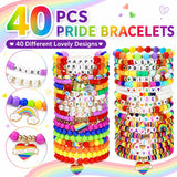 Shcsdr 40 Pcs Pride Bracelets for Women, Friendship Bracelet Bulk