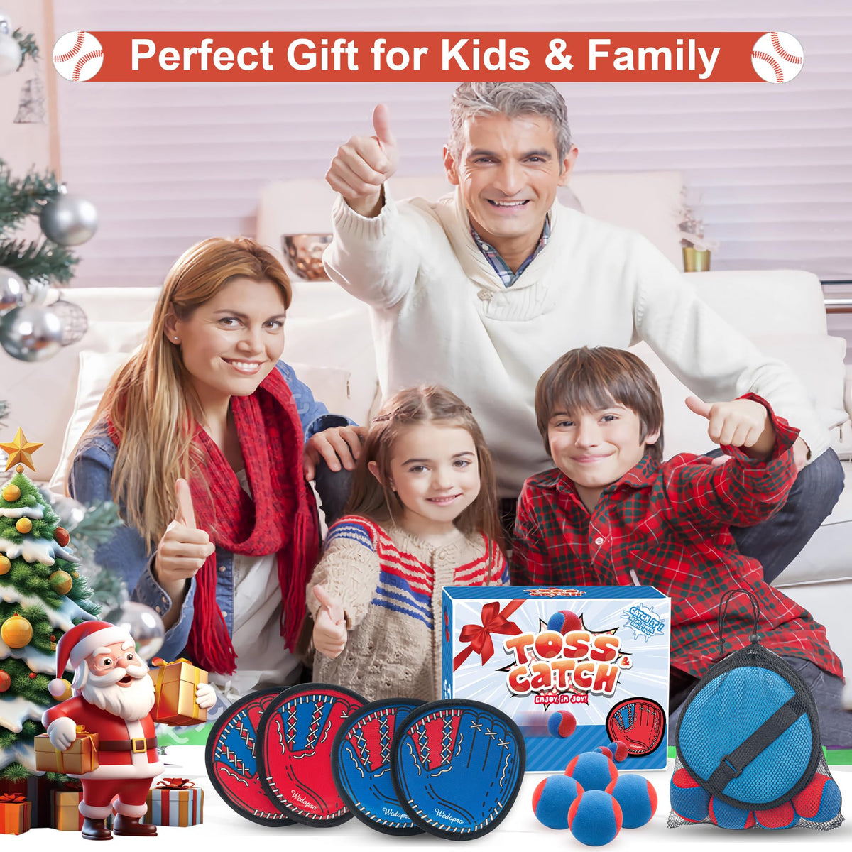 Toss and Catch Ball Game for Kids Ages 3-8 Boys Girls - 4 Paddles & 4 Balls