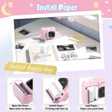 ETIKEZ Kids Camera, 1080P Instant Digital Print Camera for Kids, Christmas Birthday Gifts for 4 5 6 7 8 9 10 Year Old Girls Boys, Portable Toy with 32GB SD Card & 3 Rolls Printing Paper, Pink