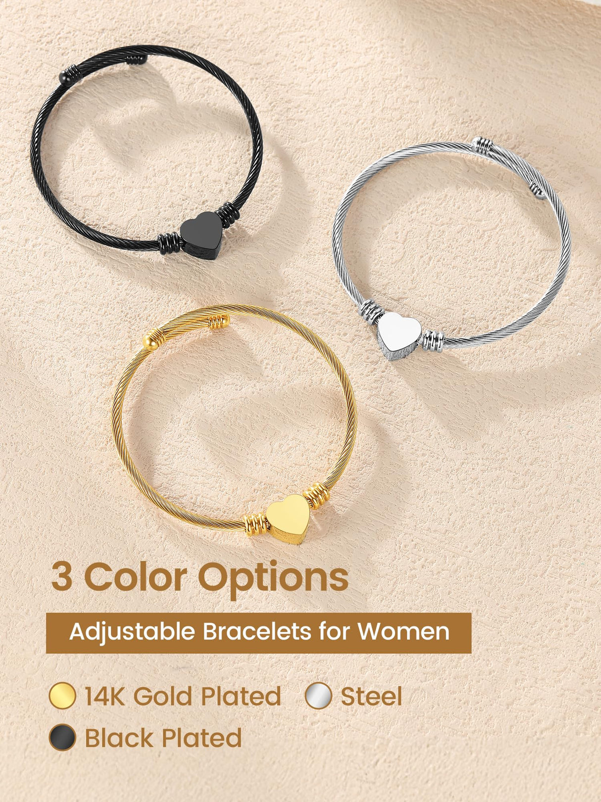 GoldChic JEWELRY Black Heart Bracelets for Women, Dainty Charm Bracelet