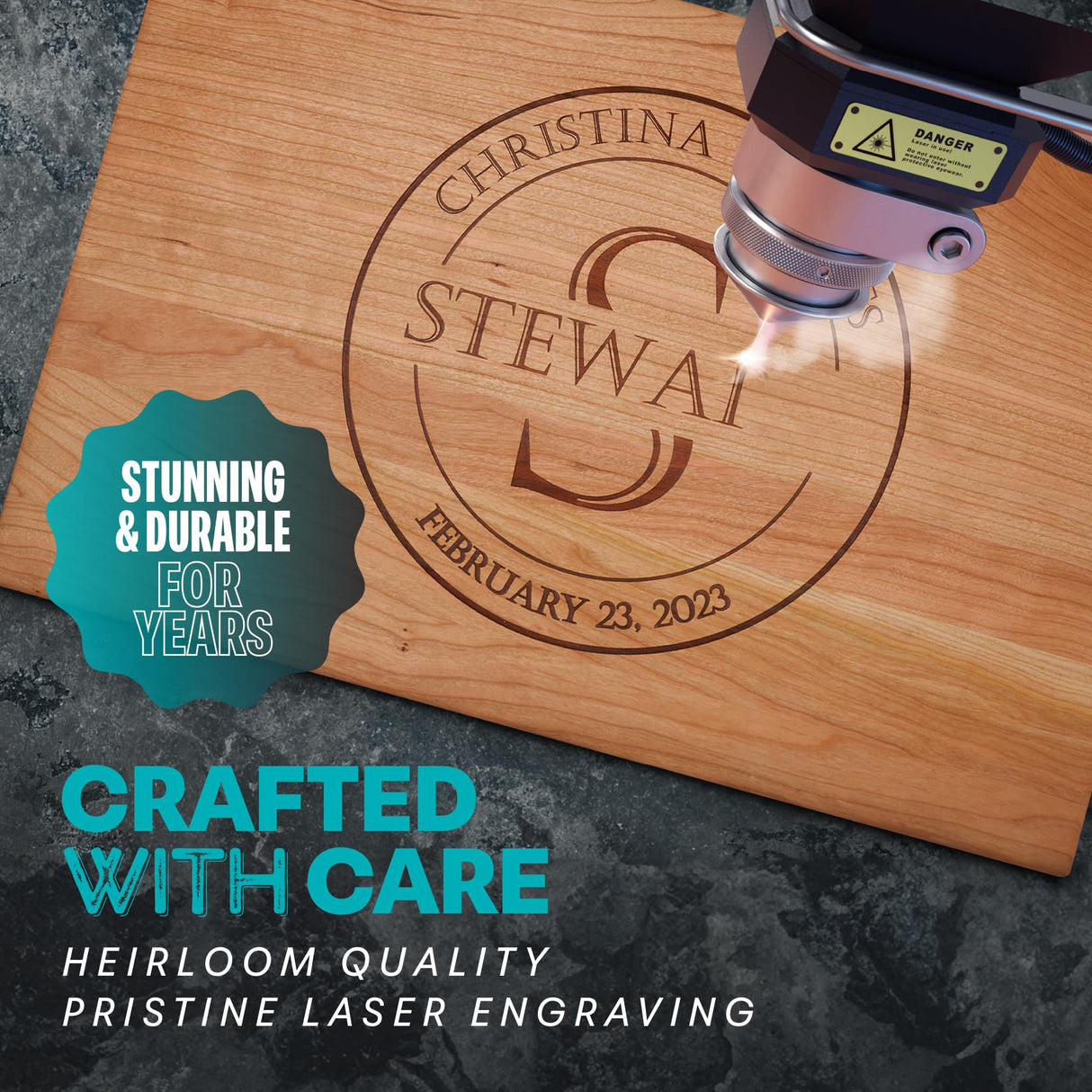 Blue Ridge Mountain Gifts Personalized Wood Cutting Board Laser Engraved Anniversary or Wedding Gift Custom Charcuterie Board Personalized Christmas Gift