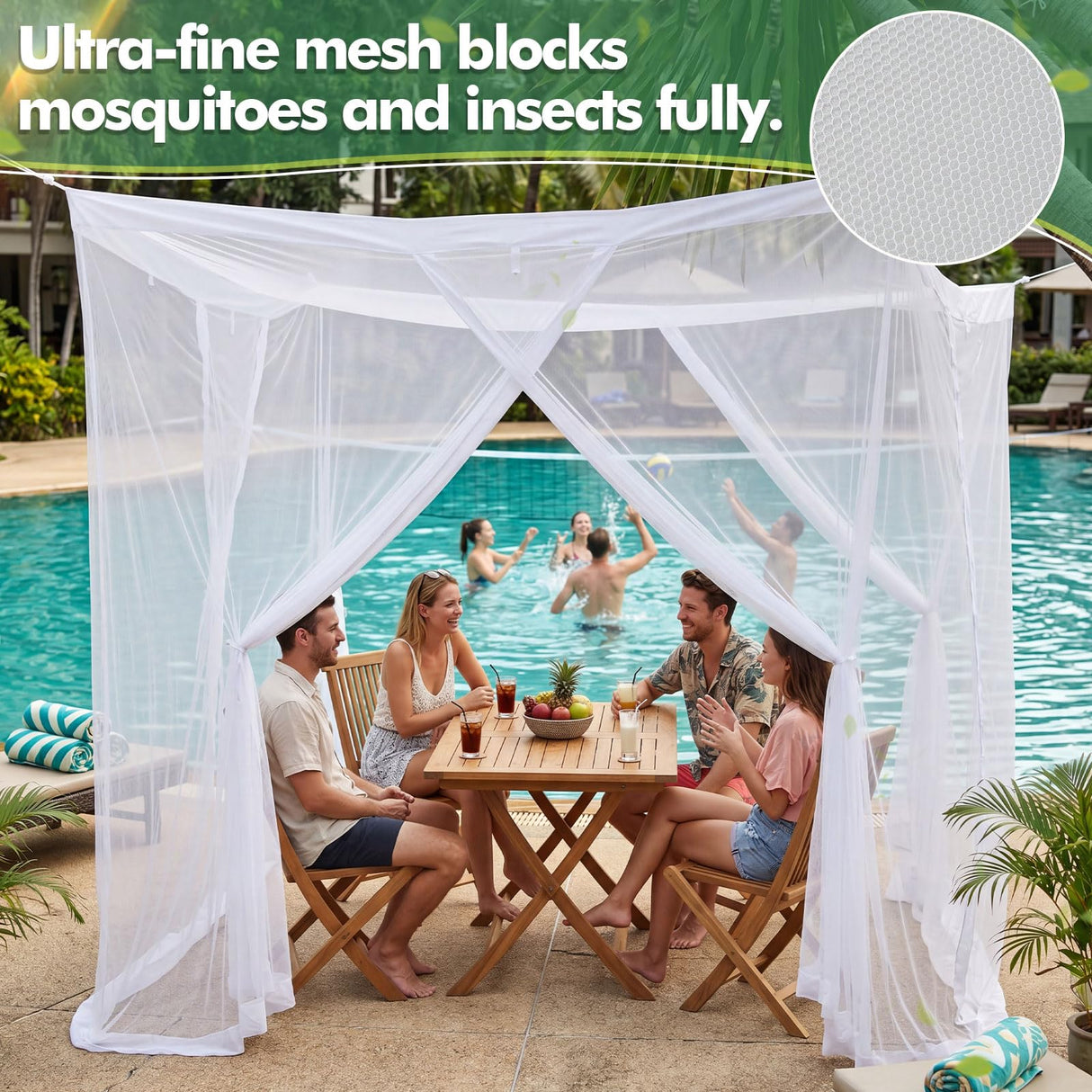 Gilprop Extra Large Mosquito Net for Patio 12.5 x 10 ft Outdoors Four Sided Insect House Screen Netting White Outside Canopy Bug Protection Netting for Gazebo Porch Garden Terrace