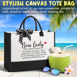 Boss Day Gifts for Her Women, Best Boss Lady Gifts for Women Cool Bosses Gift Basket for Female, Funny Thank You Bosses Lady Appreciation Birthday Christmas Farewell Gift Set with Canvas Tote Bag