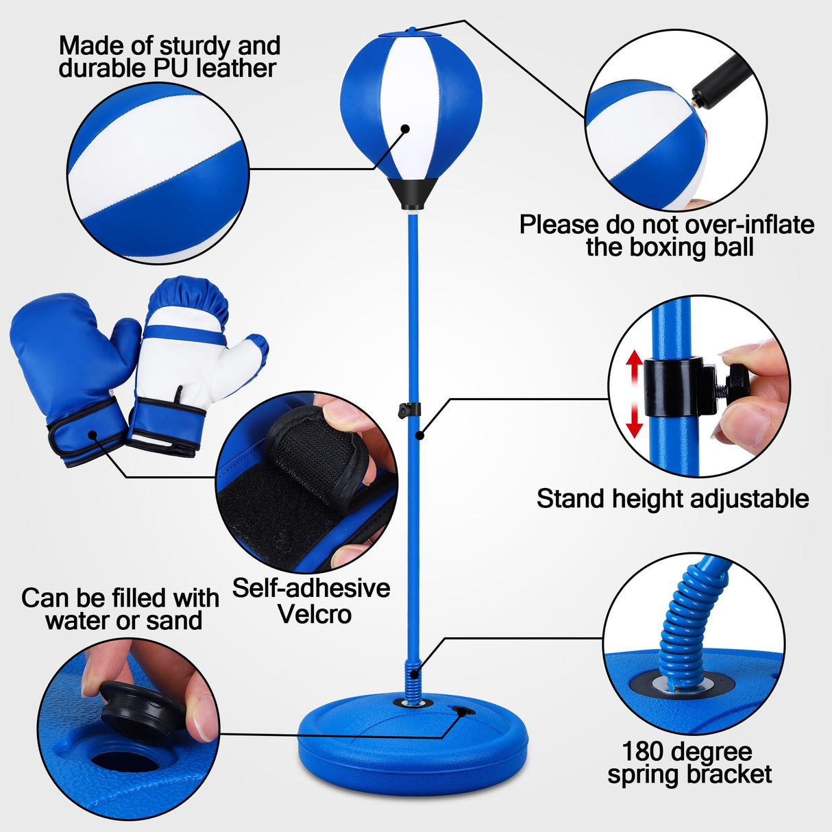 Punching Bag for Ages 3 4 5 6 7 8+ Years Old Kids, Boxing Bag Set Toy with Boxing Gloves, Height Adjustable Punching Bag, Sport Toy for Boys & Girls, Ideal Christmas Birthday Gift for Kids