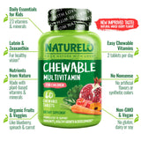 NATURELO Chewable Vitamin for Kids Multivitamin with Whole Food Organic Fruit Blend - 60 Tablets for Children