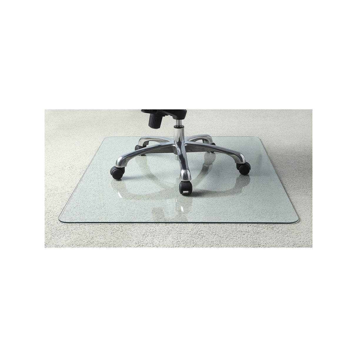 Lorell Tempered Glass Chairmat, 46" Width x 36" Depth x 0.25" Thickness, Clear, 1 Each