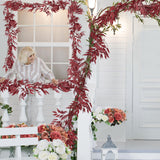 RECUTMS Artificial Hanging Willow Leaves Vine Twigs 2Pcs 5.7Ft Fake Silk Burgundy Leaf Ivy Fall Garland Faux Greenery Indoor Outdoor Valentines Day Wedding Birthday Christmas Thanksgiving Party Decor